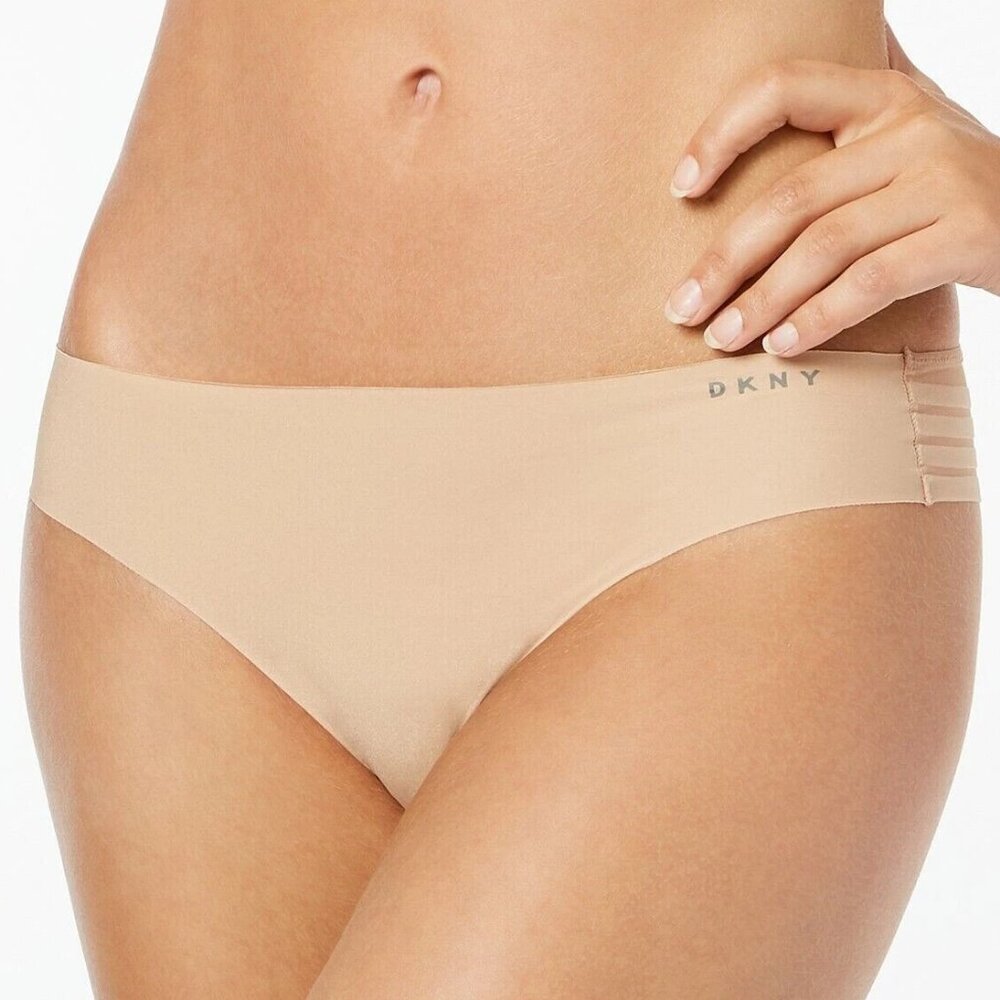 DKNY Women's Modern Lines Thong Panty Underwear, Glow Beige, XL